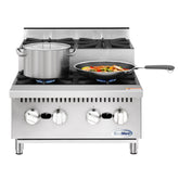 24 in. Commercial Four-Burner Step Up Range, 104000 BTU in Stainless-Steel (KM-CRSU-24)